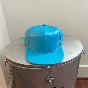 Blue Leather Style SnapBack Cap